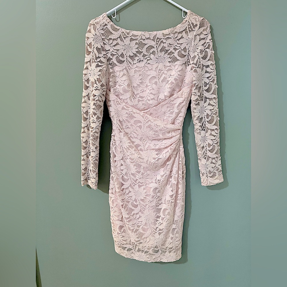 Ralph Lauren pink blush lace dress fully lined zip closure size 2P